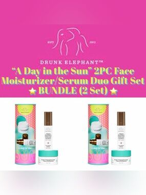 Drunk Elephant - “A Day in the Sun” Face Moisturizer/Serum (2 Set Bundle) - NEW